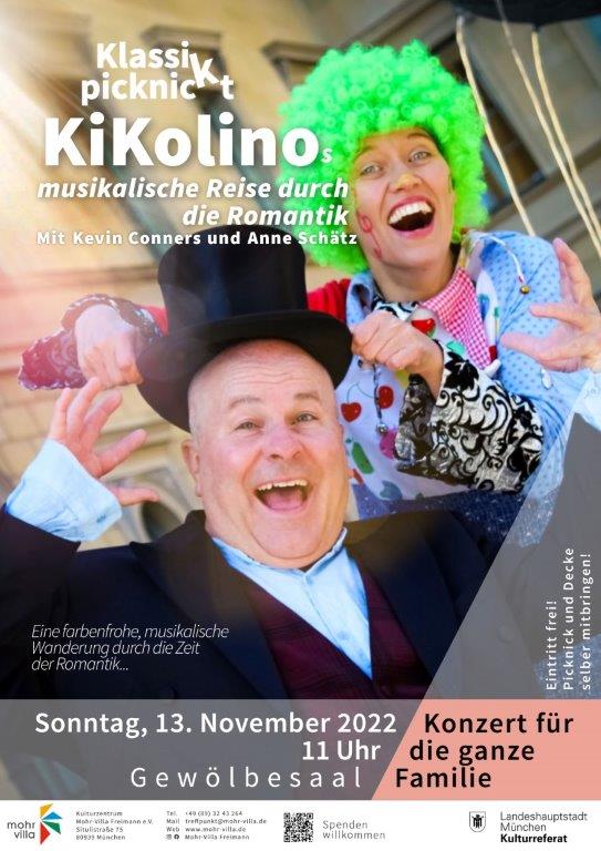 Plakat zur Veranstaltung: Klassik picknickt: KiKolinos musikalische Reise durch die Romantik
