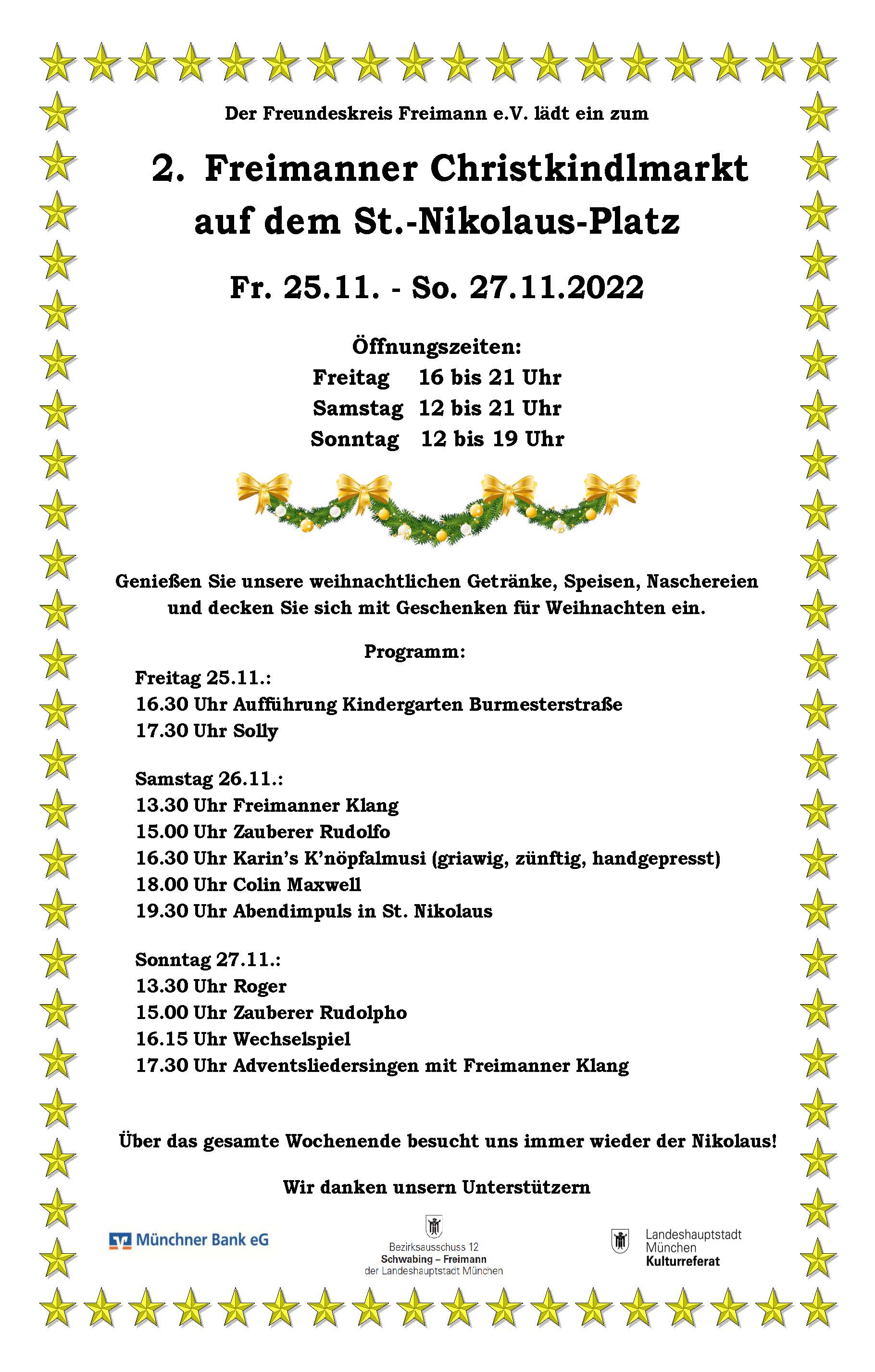 Plakat zur Veranstaltung: Freimanner Christkindlmarkt